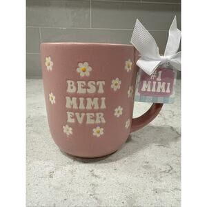 BEST MIMI EVER Pink w/ Daisies 16oz Coffee Mug Mother’s Day Gift Tag NEW
